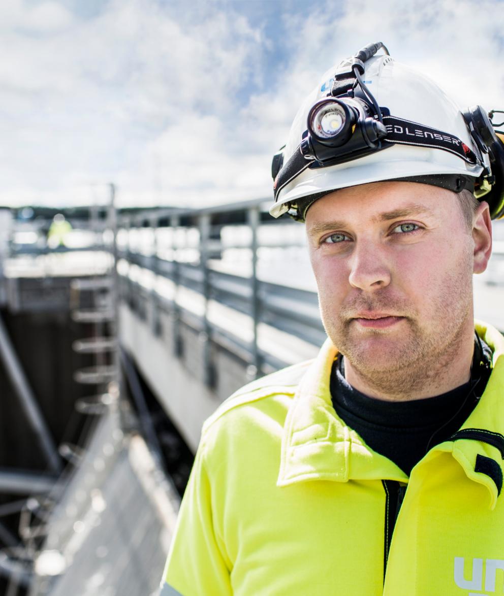 Close up of an engineer at a Uniper hydro plant in Sweden