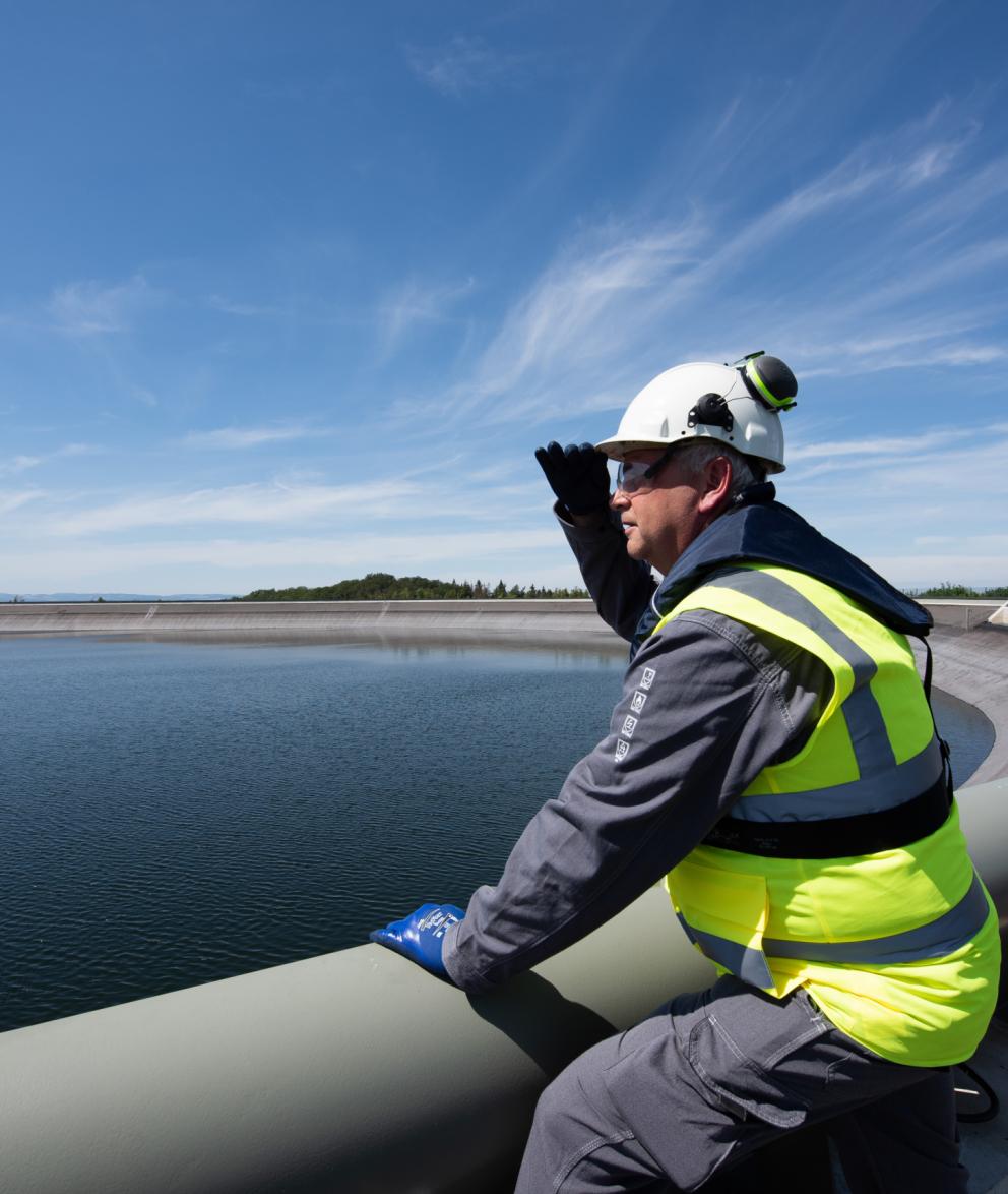 Engineer observing a hydro facility