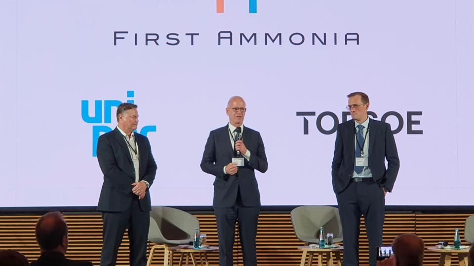 From right to left - Joel Moser First Ammonia CEO - Kim Hedegaard Topsoe Power-to-X CEO - Lance Titus Uniper Senior Managing Director